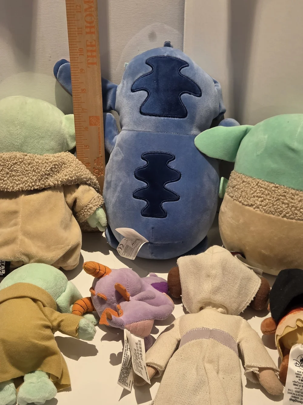 Lot Of 7 Disney Stuffy Squishmallow Wishable Baby Yoda Stich Figment Moana Leia